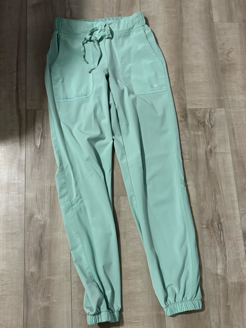 White Cross Mint Green Drawstring Jogger Pants